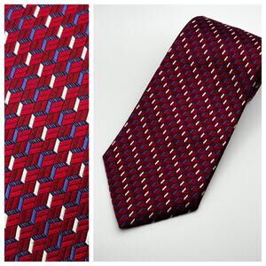 Geoffrey Beene Burgundy Geometric Silk Tie USA